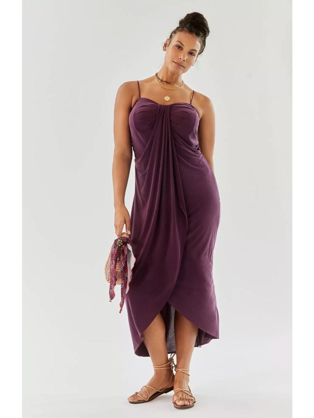 Anthropologie Slim Knit Midi Dress Tulip Hem Retro sleeveless Purple Small